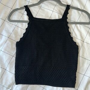 Aritzia Wilfred Sunset Crochet Top XS Black